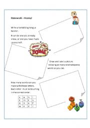 English Worksheet: Fun Homework sheets - second set