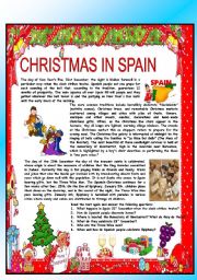 English Worksheet: CHRISTMAS AROUND THE WORLD - PART 1 - SPAIN (B&W VERSION INCLUDED) - READING COMPREHENSION