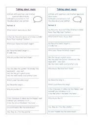 English Worksheet: Tandem activity - music- interview