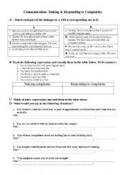 English Worksheet: making complaint