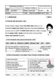 English Worksheet: end of term 1 test 