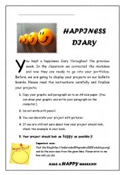 English Worksheet: writing a diary