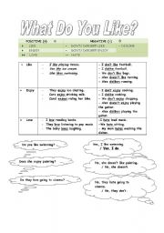 English worksheet: What Do You Like?