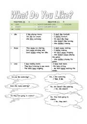 English Worksheet: What Do You Like?