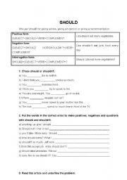 English Worksheet: MODAL SHOULD