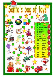 English Worksheet: Santas bag of toys