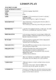 English Worksheet: lesson plan of imperatives