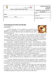 English Worksheet: Consumerism increases poverty gap