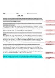 English Worksheet: Persuasive Essay Dissected Text