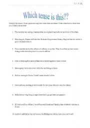 English Worksheet: Identifying English Tenses