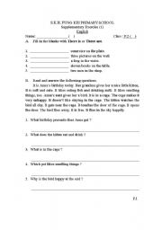 English Worksheet: there is/there are
