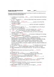 English worksheet: super size me 