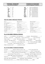English Worksheet: personal pronouns - possessive pronouns