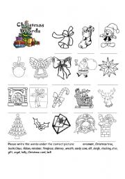 English Worksheet: Christmas vocabulary pictionary and Letter to Santa writing