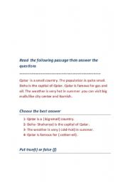 English Worksheet: reading comprehension
