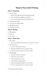 English Worksheet: Steps to successful writing