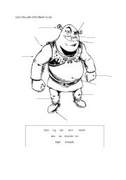 English Worksheet: Shreks parts of the body