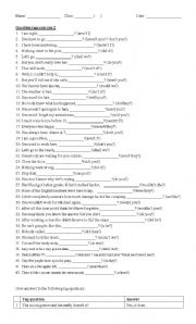 English Worksheet: Question tags exercises 