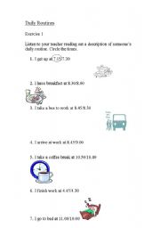English worksheet: Daily Activities and Telling Time