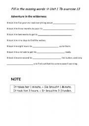 English Worksheet: Adventure in the wilderness