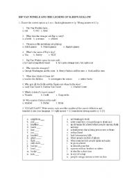 English Worksheet: Rip Van Winkle and Sleepy Hollow Worksheet