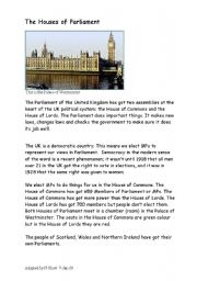 English Worksheet: The Houses of Parliament