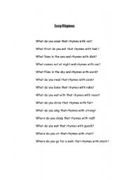 English worksheet: Easy Rhyme