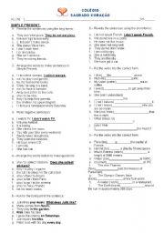 English Worksheet: simple past x simple present