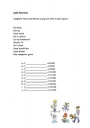 English worksheet: daily routines