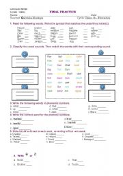 English Worksheet: Phonetics Worksheet 1