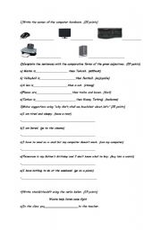 English worksheet: 7th grade quiz paper