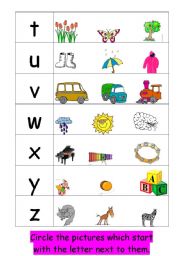 initial sounds from t - z