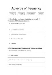 English Worksheet: adverbs of frequency