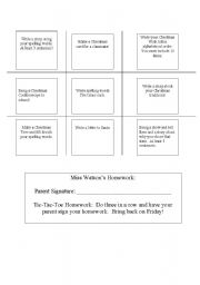 English Worksheet: Tic-Tac-Toe Homework