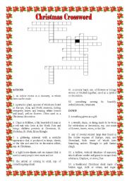 English Worksheet: Christmas Crossword