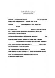 English Worksheet: Clubfoot Vocabulary Quiz