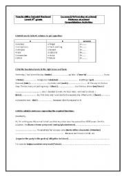 English Worksheet: school life