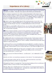 English Worksheet: Reading: Importance of libraries