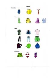 English worksheet: Label the clothes - Part 1