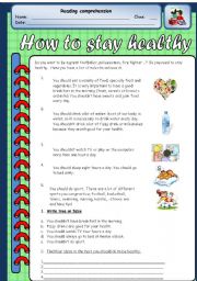 English Worksheet: How to stay healthy