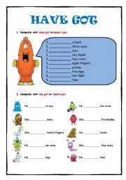 English Worksheet: Have got and parts of the body