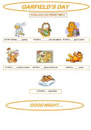 English Worksheet: GARFIELD AND HIS DAY