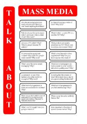 Mass Media - 18 conversation cards (editable)