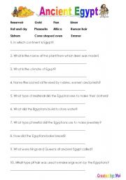 English Worksheet: Ancient Egypt