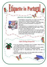 English Worksheet: Etiquette in Portugal - 3 pages