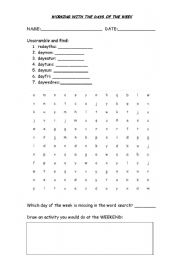 English Worksheet: working with the days of the week