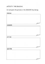 English worksheet: Cut and paste the seasons