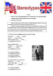 English Worksheet: Stereotypes /British and American culture