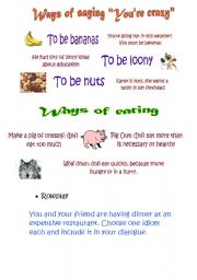 English Worksheet: Ways of eating and saying crazy  
