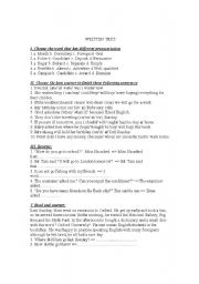 English worksheet: written test 